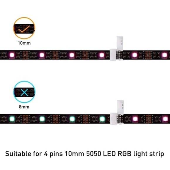 FUMENTON LED Strip Connector Kit for 5050 10mm 4Pin,Includes 8 Types of Solderle - Picture 3 of 11